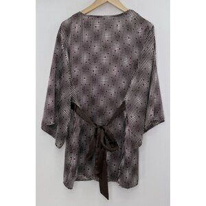 Onyo Plus Size Brown Satin Polka Dot Print 26-28 Tie Waist Belted Wrap Y2K‎ Boho